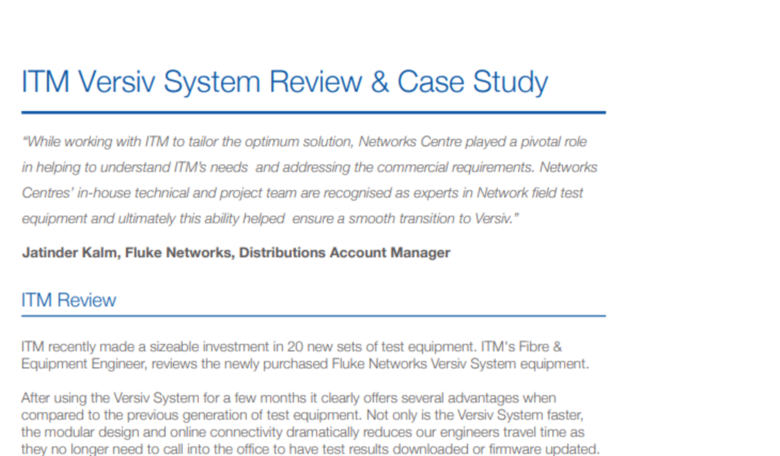 Fluke Networks Versiv System Case Study & Review